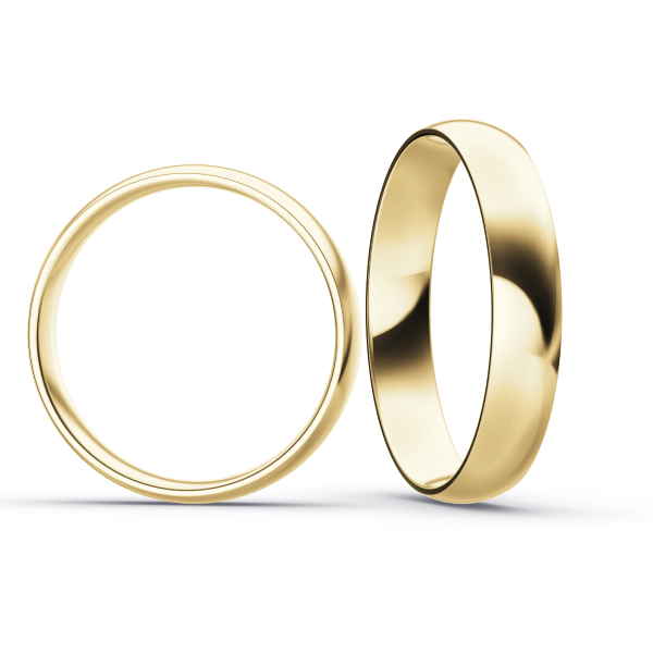 Gelbgold Eheringen, poliert, 5 Diamanten in 4 mm Breite 