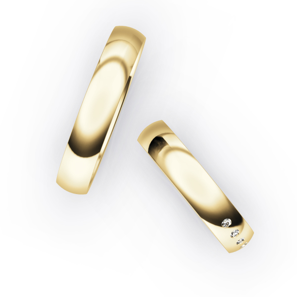 Gelbgold Eheringen, poliert, 5 Diamanten in 4 mm Breite 