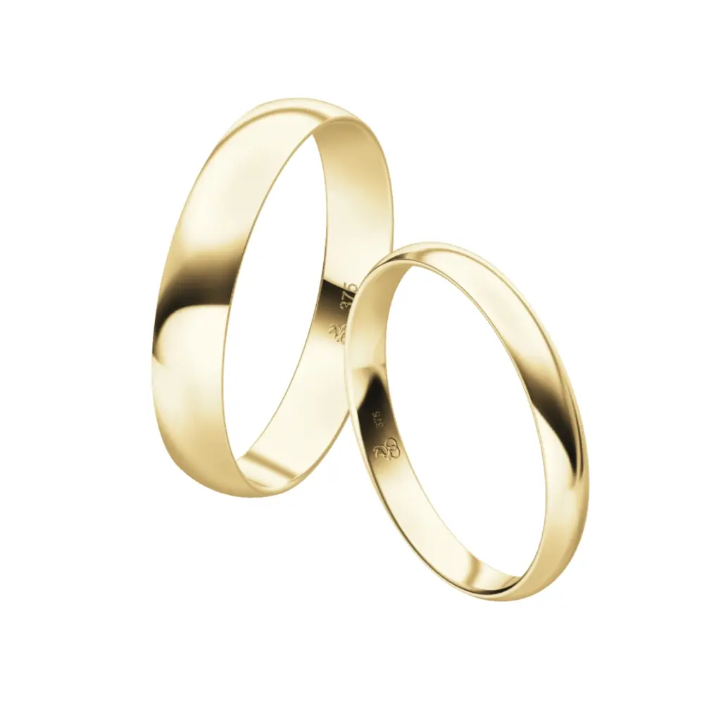 Eheringe aus Gelbgold in zwei Breiten - 2,5 mm und 4 mm poliert