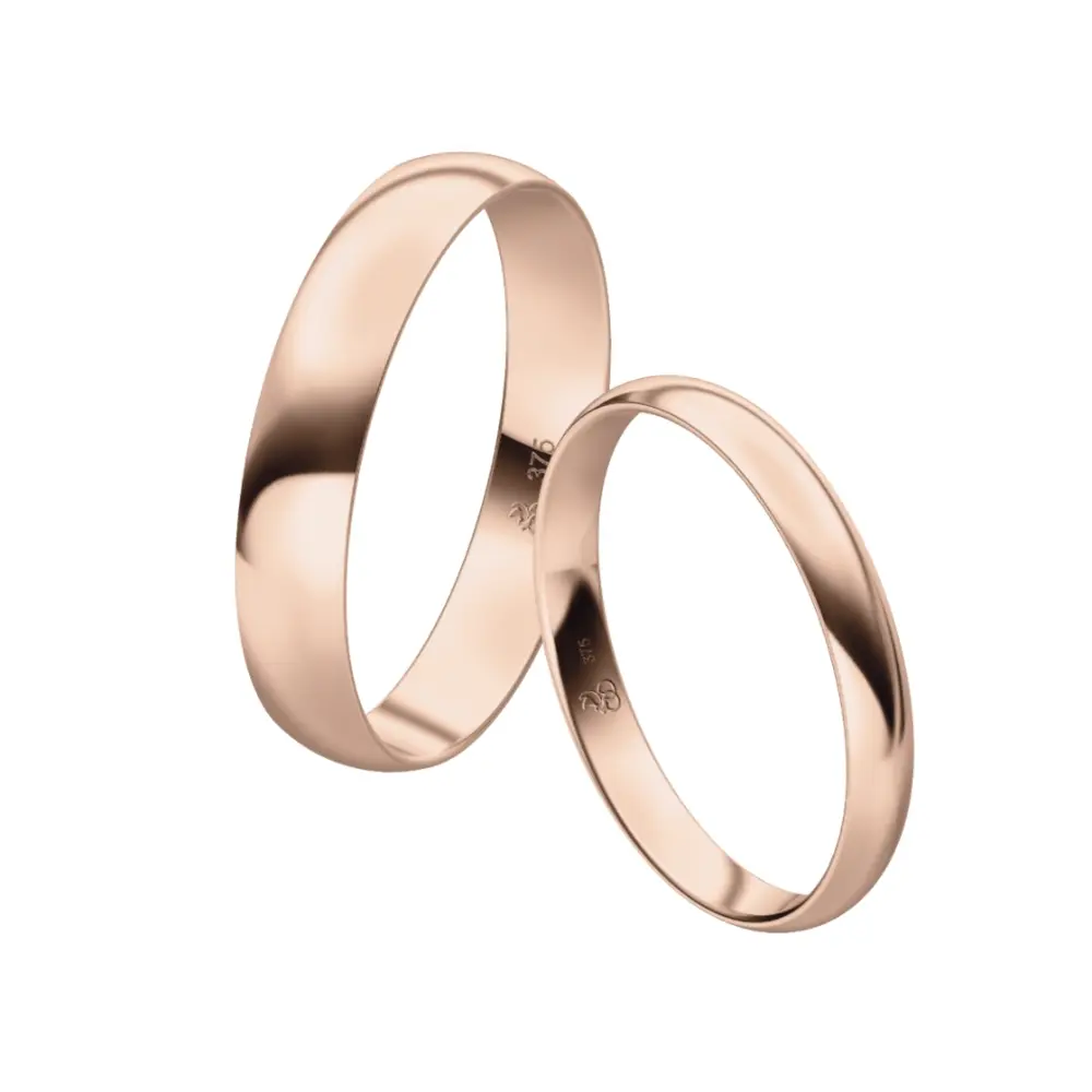 Roségold Eheringe mit polierter Oberfläche in den Breiten 2,5 mm und 4 mm