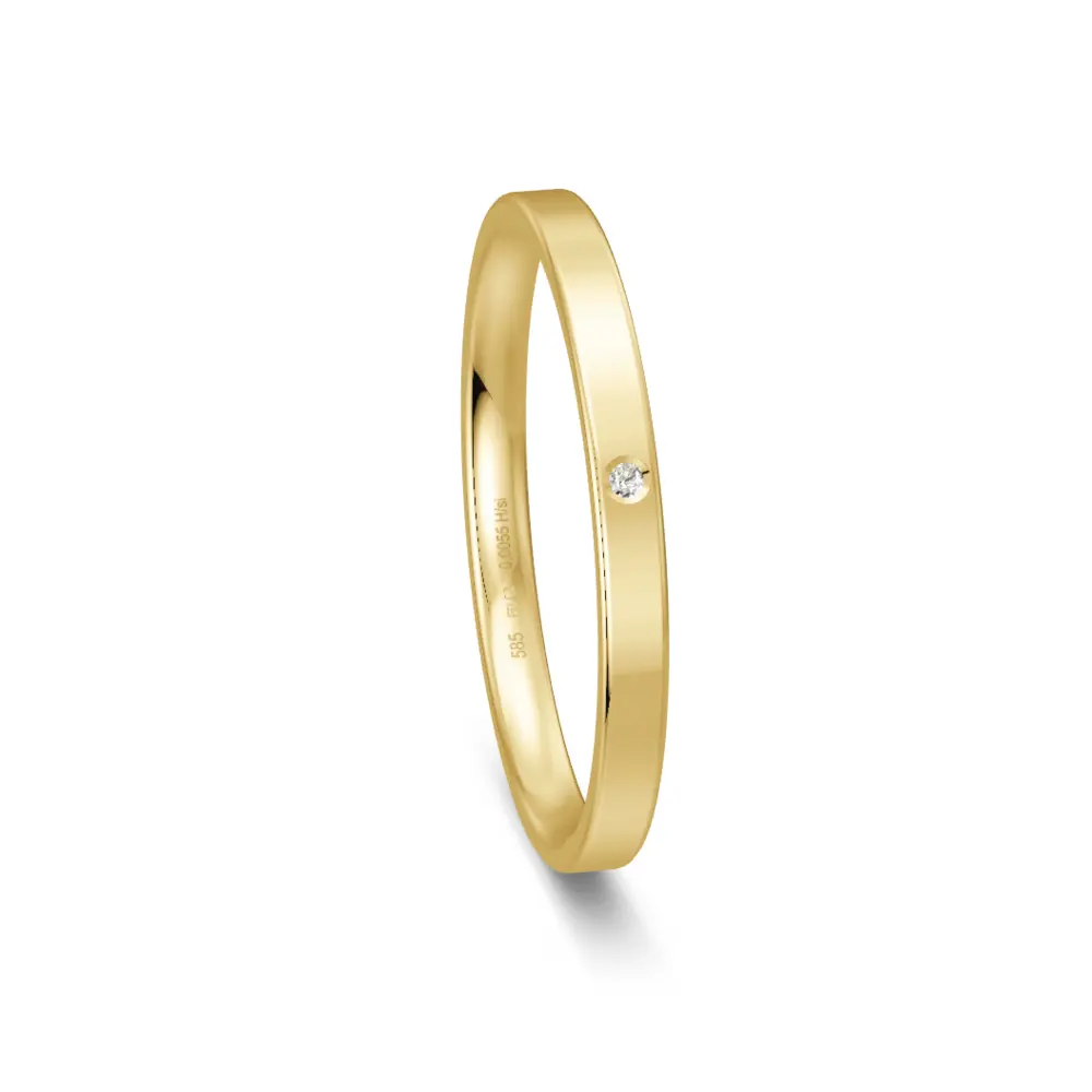 Gelbgold Ehering mit Polierung und Diamanten