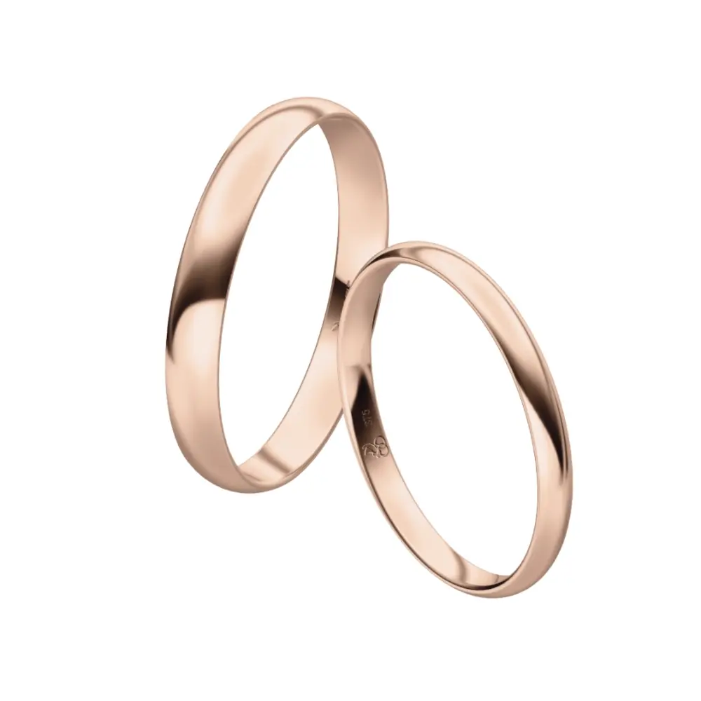 Eheringe aus Roségold mit eleganter Oberfläche in den Breiten 2 mm und 3 mm