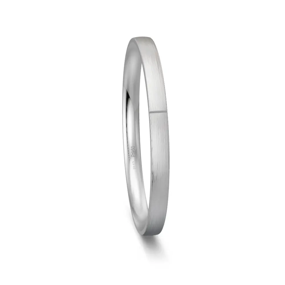 Platin Ehering mit Querrille 2 mm breit