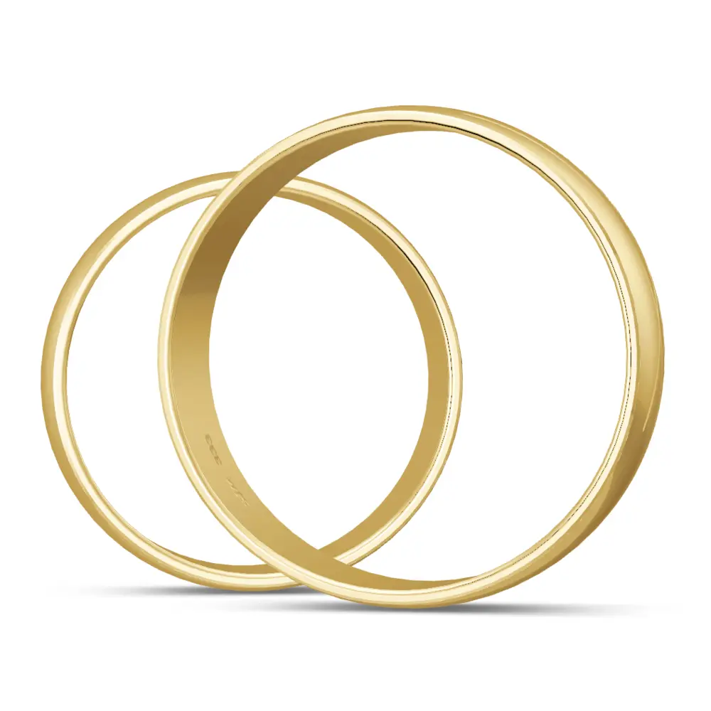 Gelbgold Eheringe mit Strahlenmuster breit poliert und Diamanten seitlich