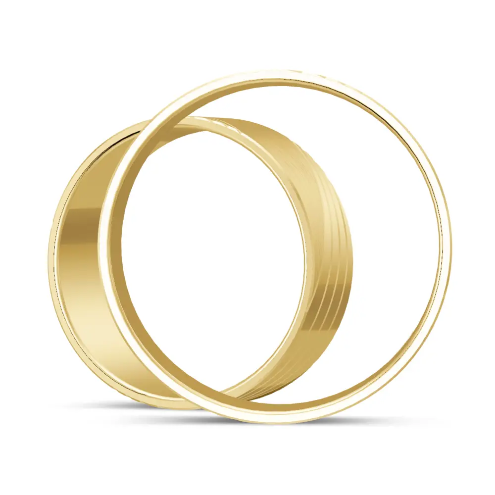 Gelbgold Eheringe breit mit poliertem Streifenmuster seitlich