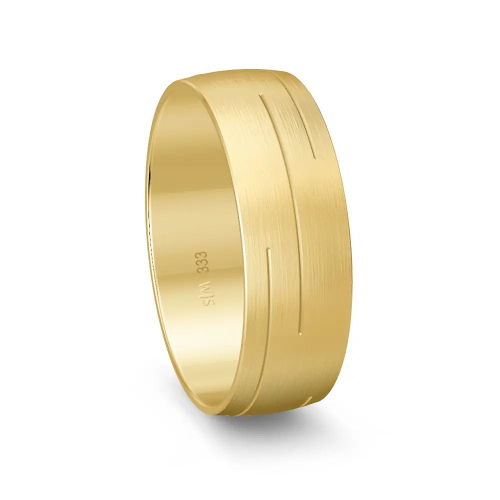 Gelbgold Trauring breit matt mit Rillenmuster