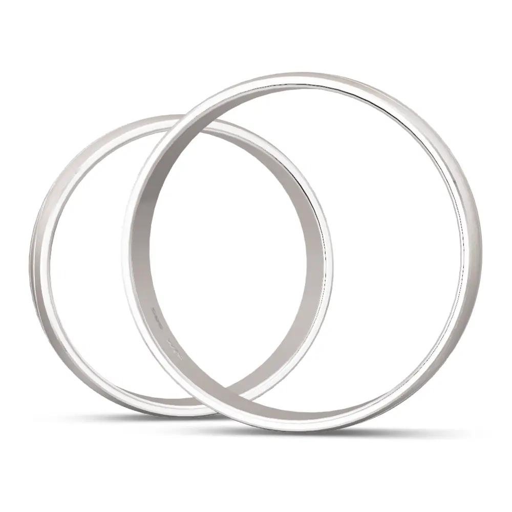 Weissgold Trauringe mit Diamant und Rillenmuster breit matt seitlich
