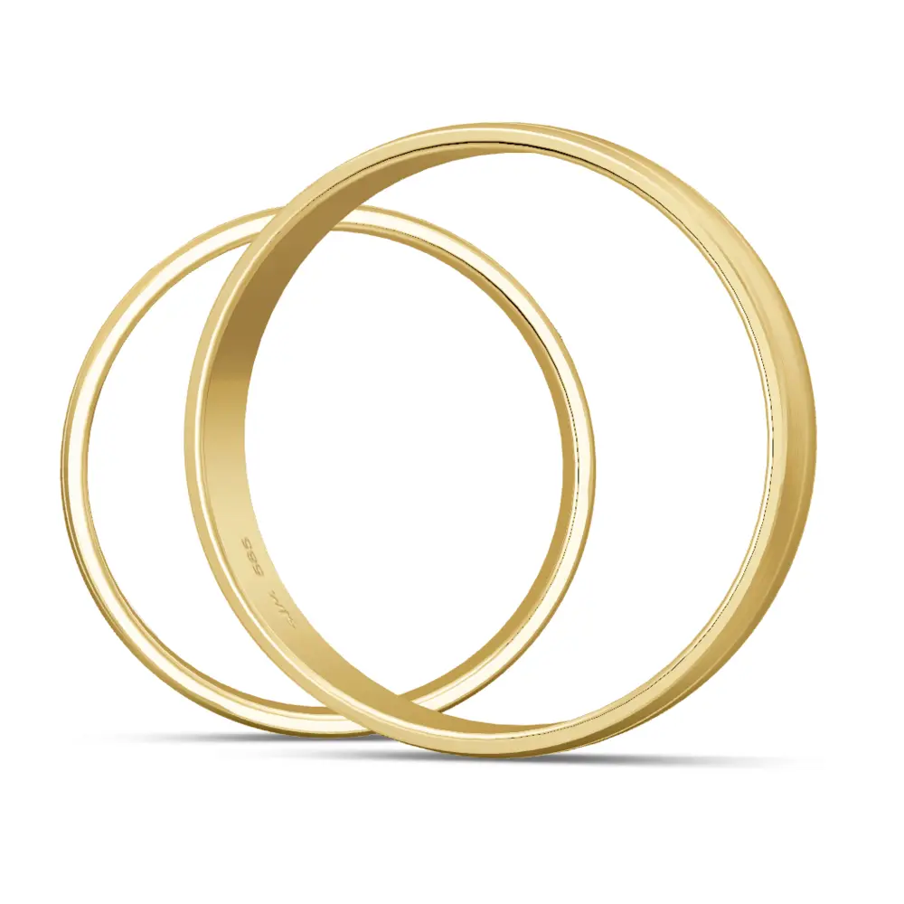 Gelbgold Trauringe matt mit Rillen und Diamanten seitlich