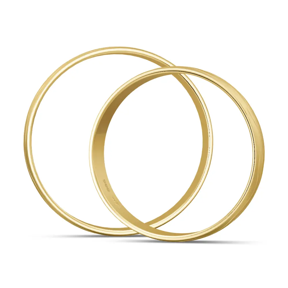 Trauringe in Gelbgold matt mit Wellenmuster seitlich