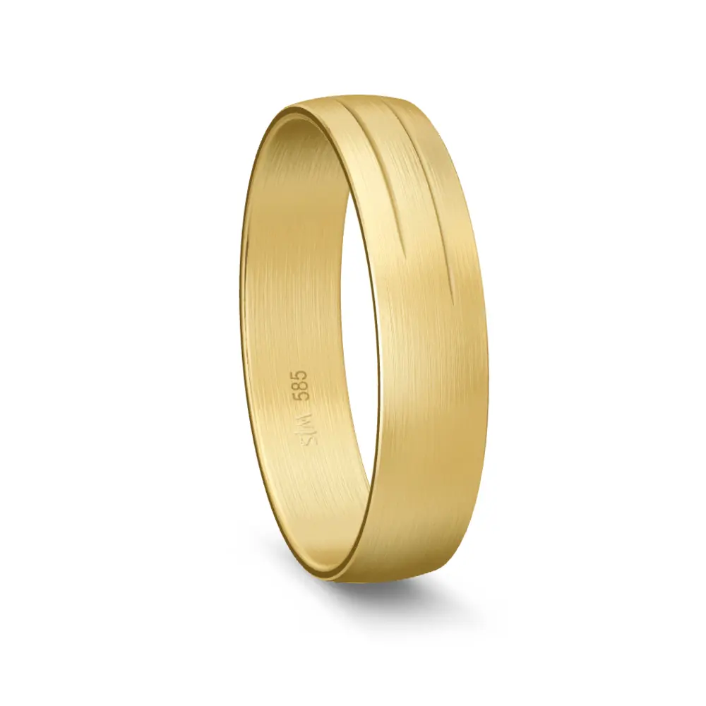 Gelbgold Ehering längstmattiert mit 2 Rillen
