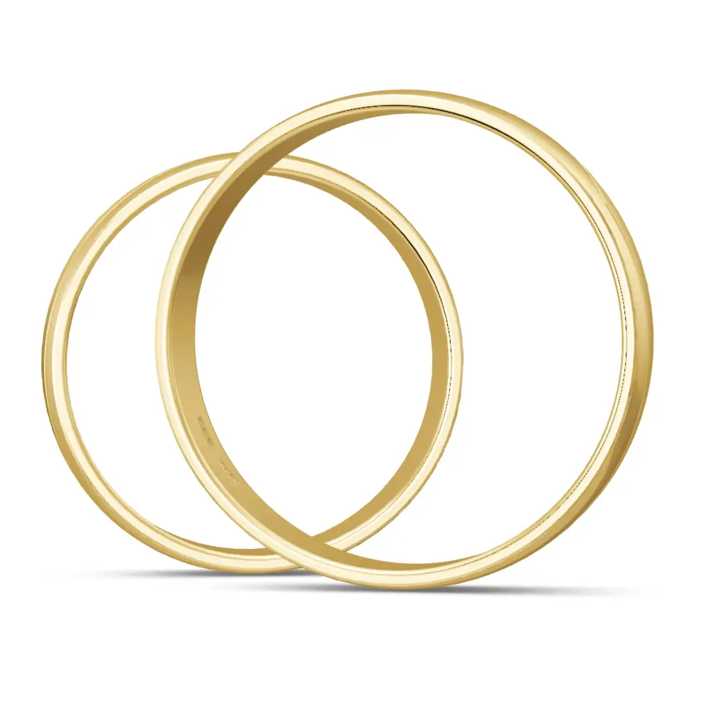 Gelbgold Trauringe matt poliert mit Rillendesign und Diamant seitlich