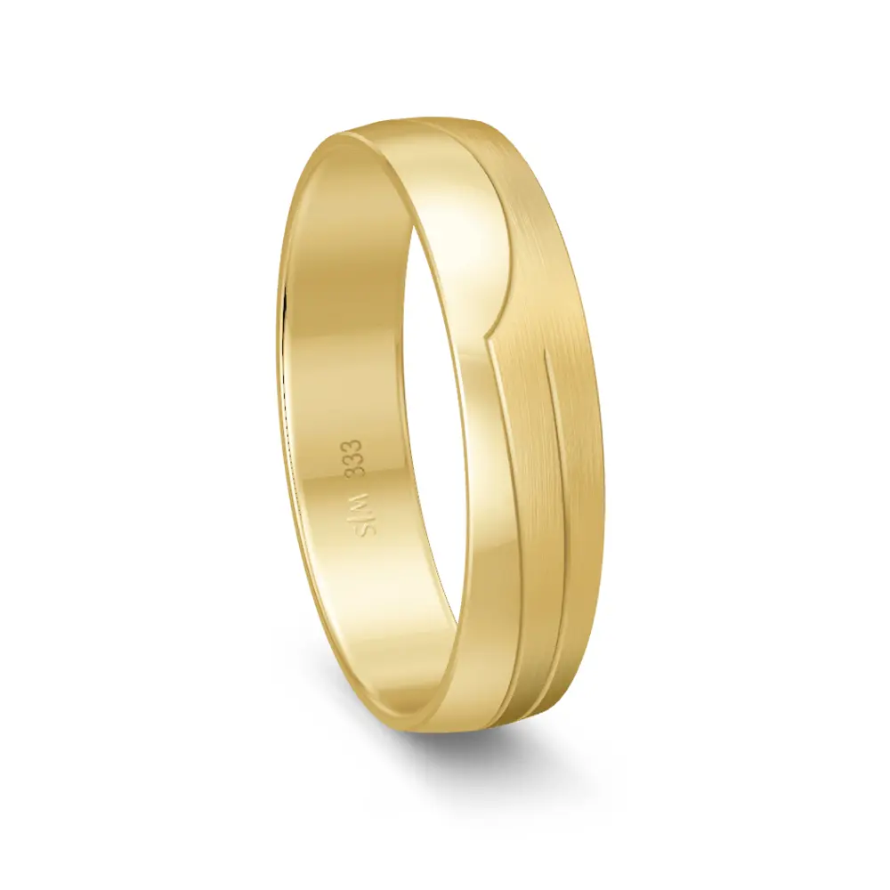 Gelbgold Trauring matt poliert mit Rillendesign