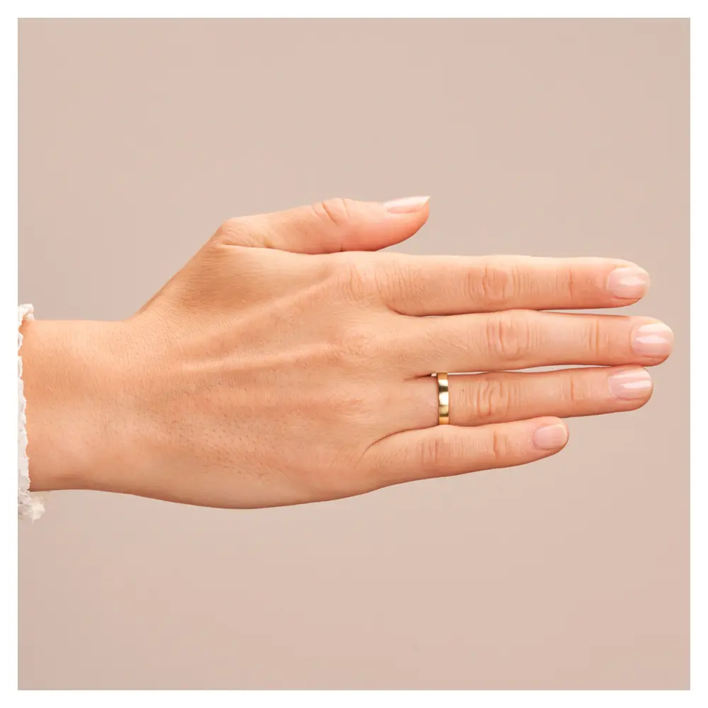 Gelbgold Ehering längsmatt 3 mm breit auf Hand