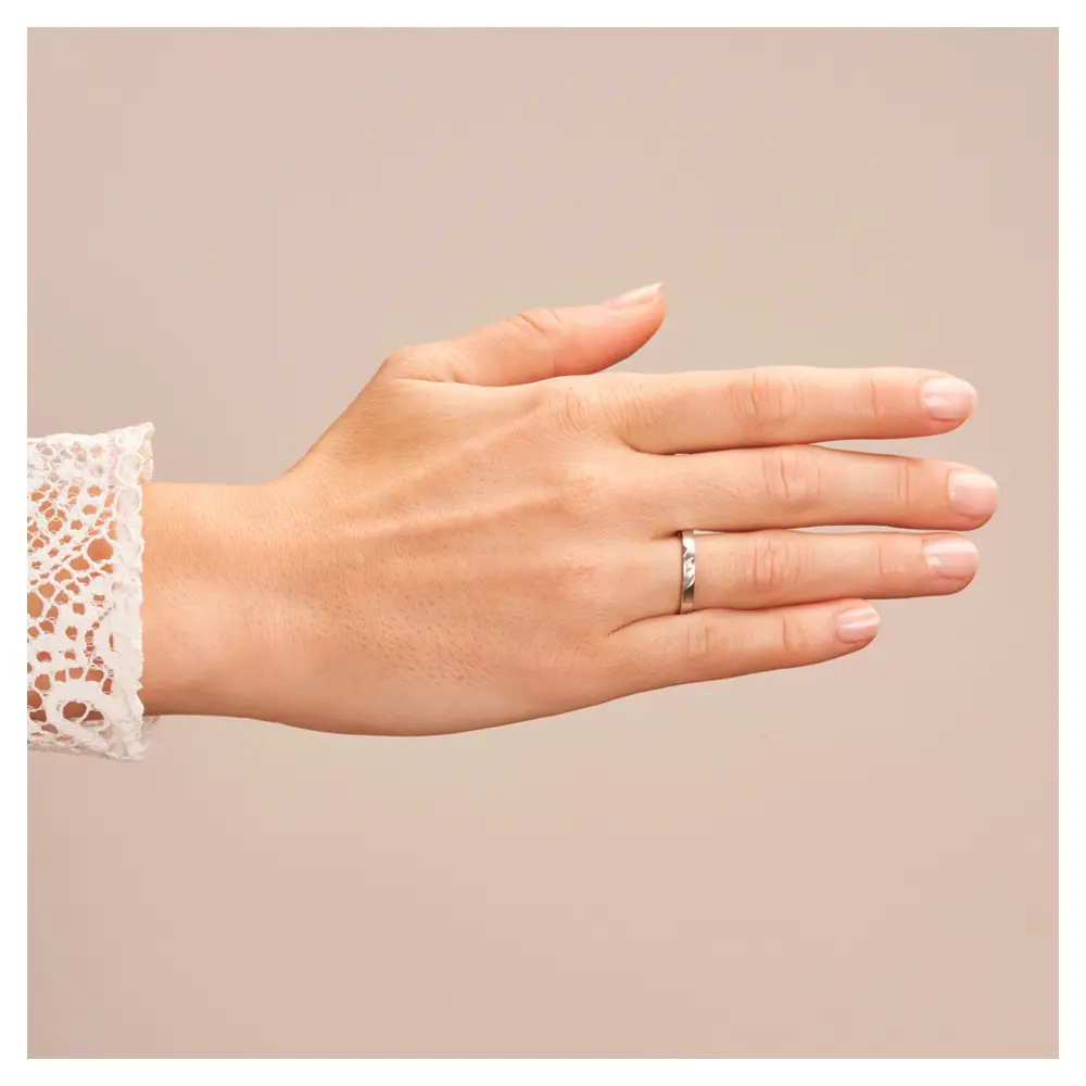 Ehering aus Palladium 500 mit Diamanten in 2,5 mm Breite auf Hand