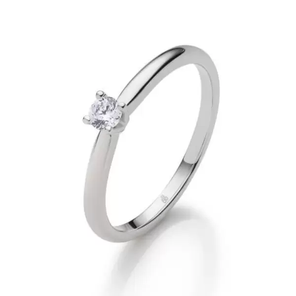 Solitairering aus poliertem Platin mit 0.10 Karat Diamant