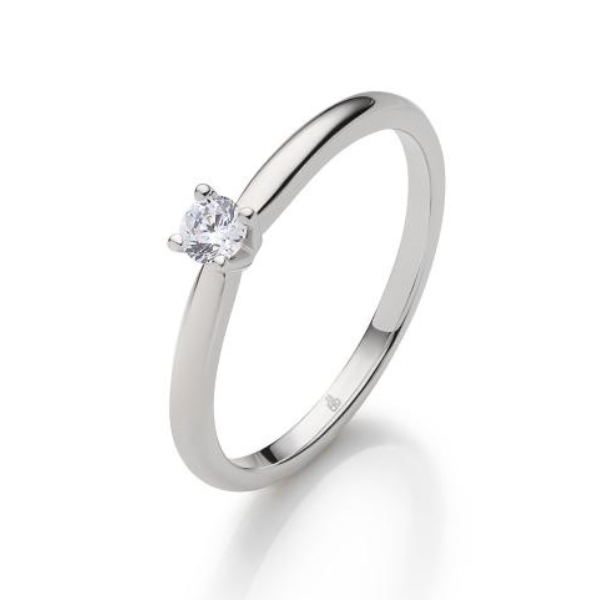 Solitairering aus Platin mit Diamanten in Krappenfassung