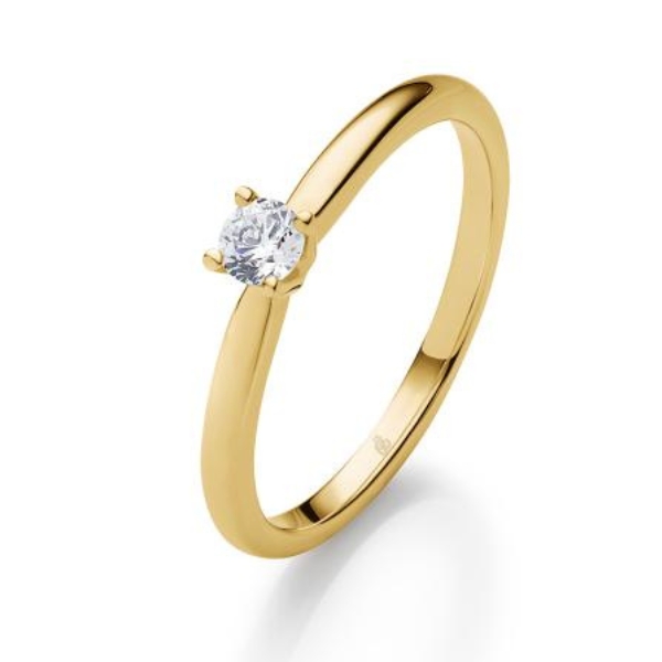 Solitairering aus Gelbgold mit Diamant in Krappenfassung