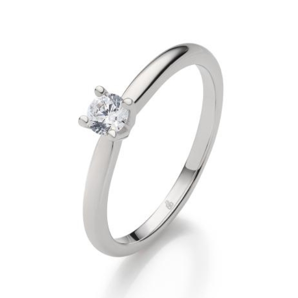 Express Weissgold Verlobungsring poliert mit 0.20 Karat Diamant