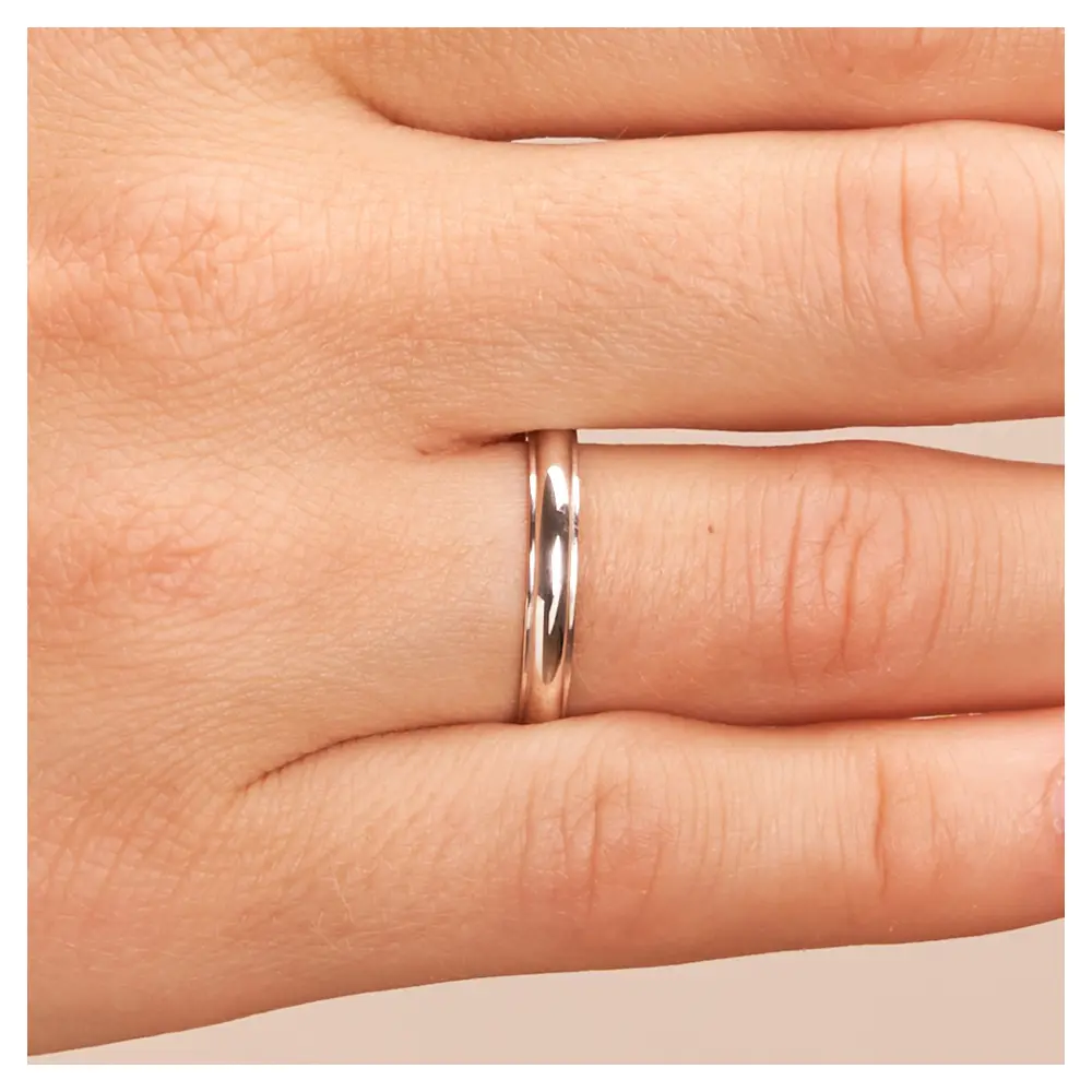 Weissgold Ehering 3 mm mit Polierung auf Hand im Zoom