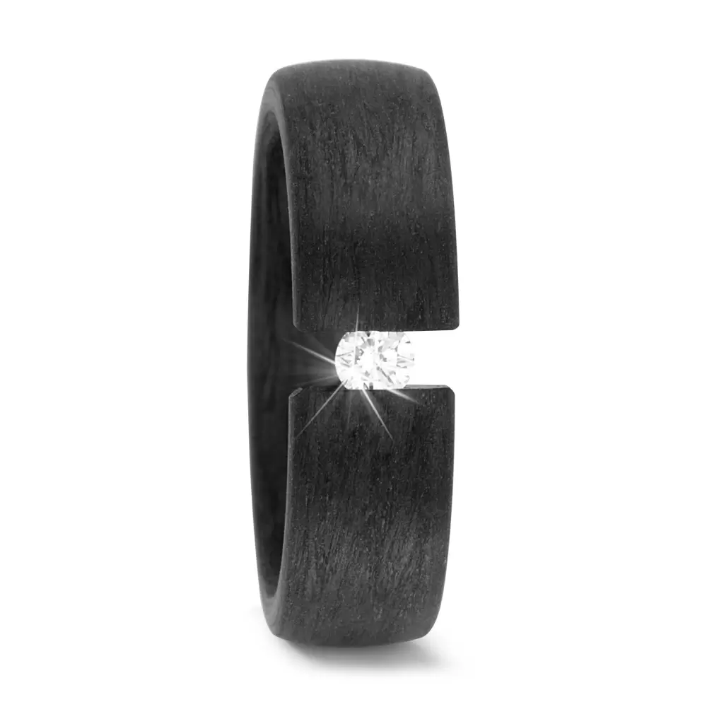schwarzer Carbon Verlobungsring mit Zirkonia oder Diamanten
