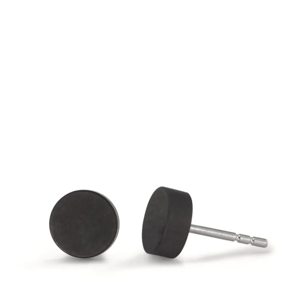 Ohrstecker aus Carbon schwarz und rund