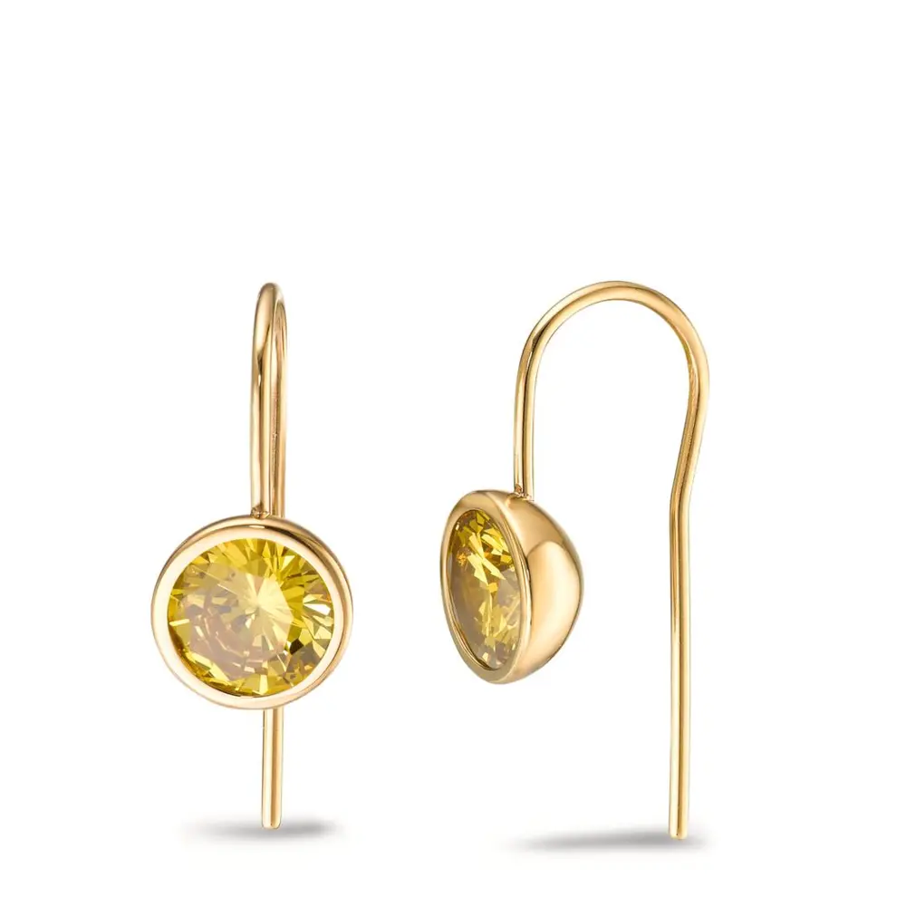 Edelstahl Ohrhänger mit Goldplattierung und gelben Zirkonia