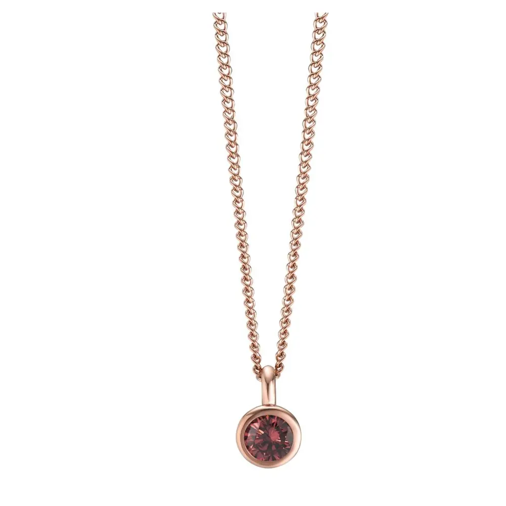 Halskette aus roségoldplattiertem Edelstahl mit Anhänger mit rotem Zirkonia