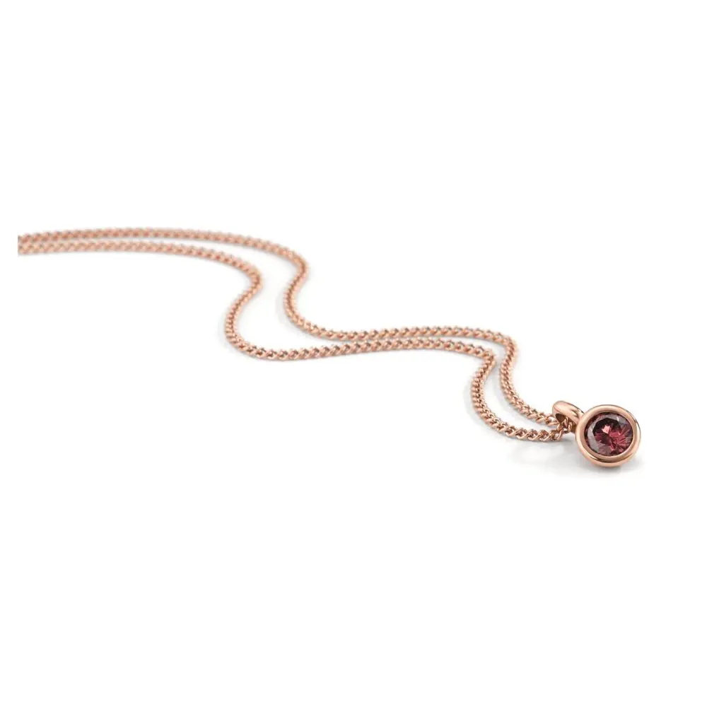 Halskette aus roségoldplattiertem Edelstahl mit Anhänger mit rotem Zirkonia
