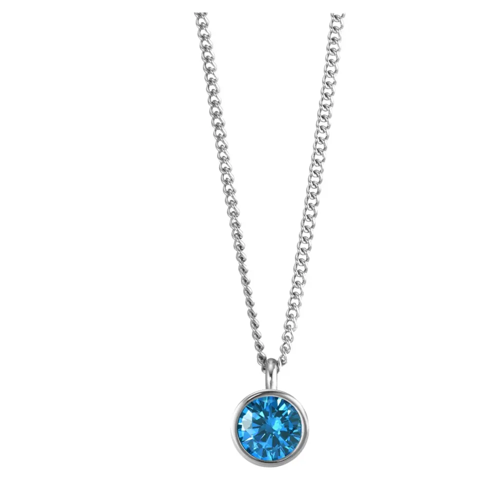 Halskette aus Edelstahl mit blauen Zirkonia-Anhänger