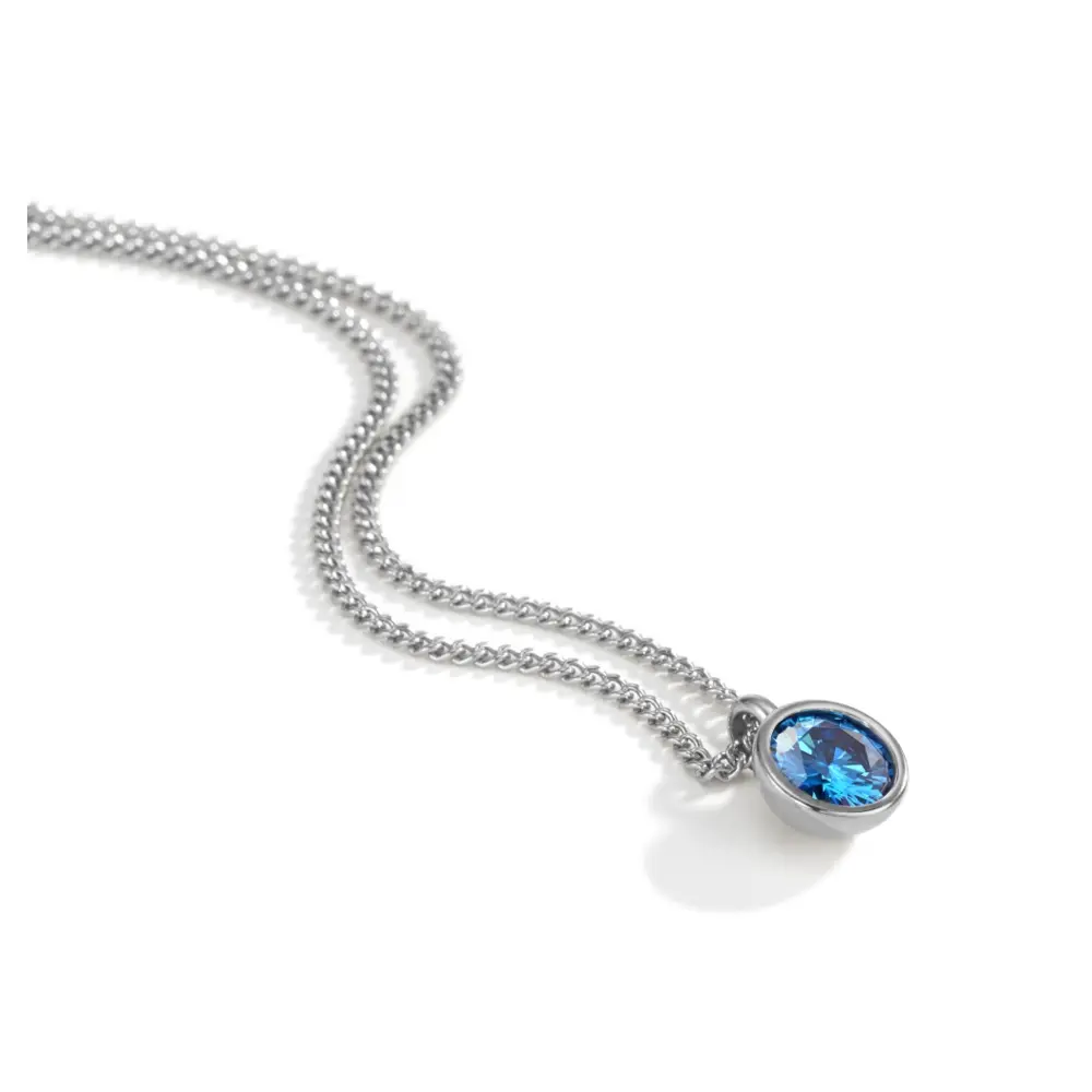 Halskette aus Edelstahl mit blauen Zirkonia-Anhänger