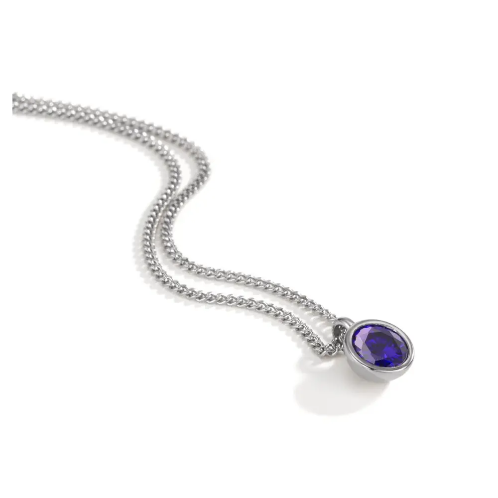 Halskette aus Edelstahl mit violetten Zirkonia-Anhänger