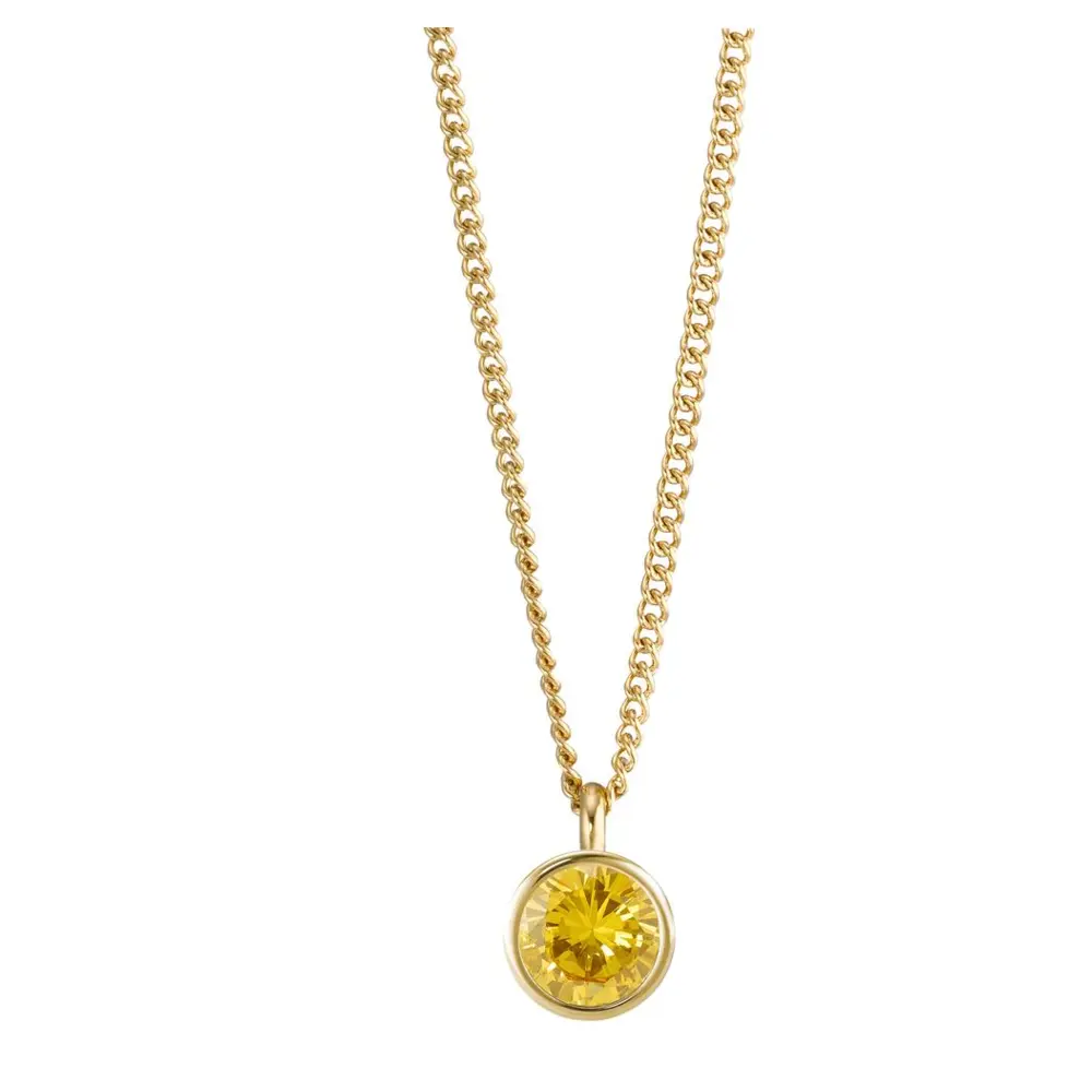 Halskette aus goldplattiertem Edelstahl mit gelbem Zirkonia