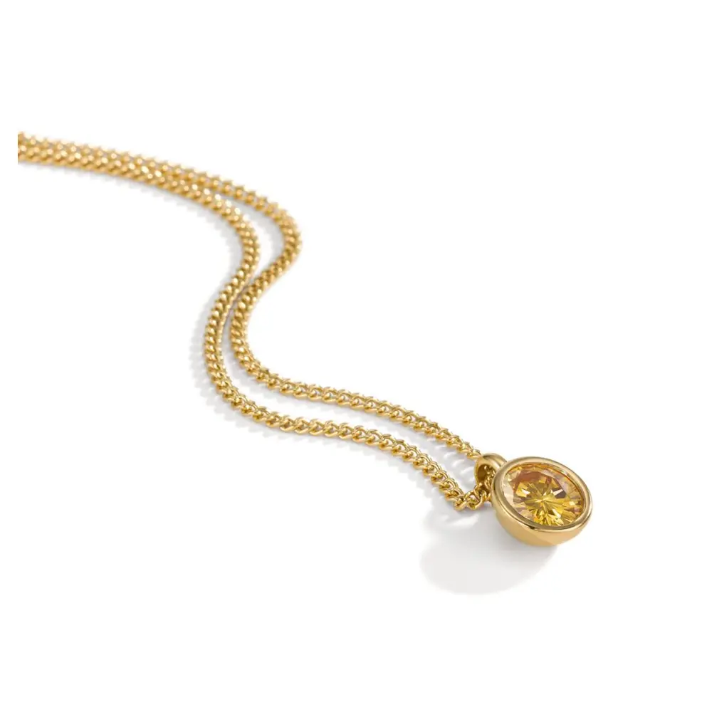 Halskette aus goldplattiertem Edelstahl mit gelbem Zirkonia