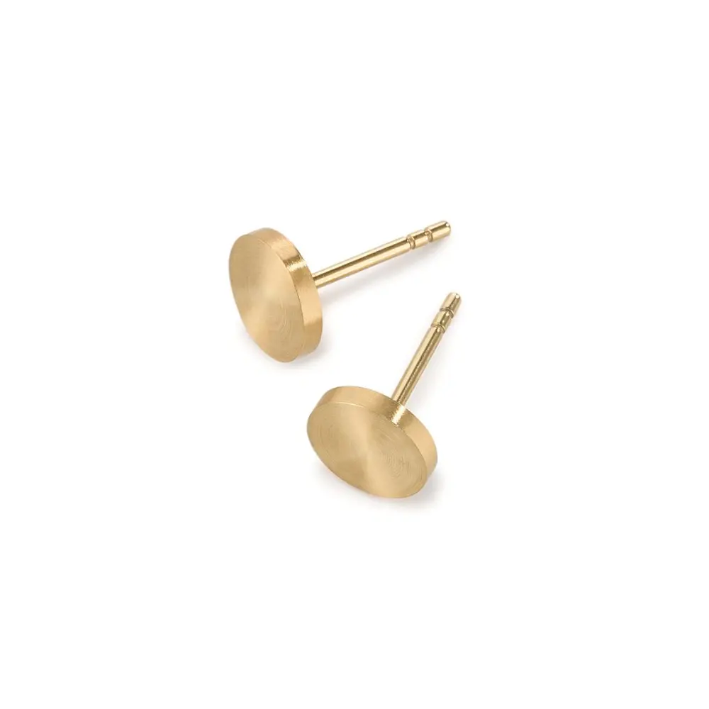 Edelstahl Ohrstecker mit goldplattierter Oberfläche und Mattierung von oben