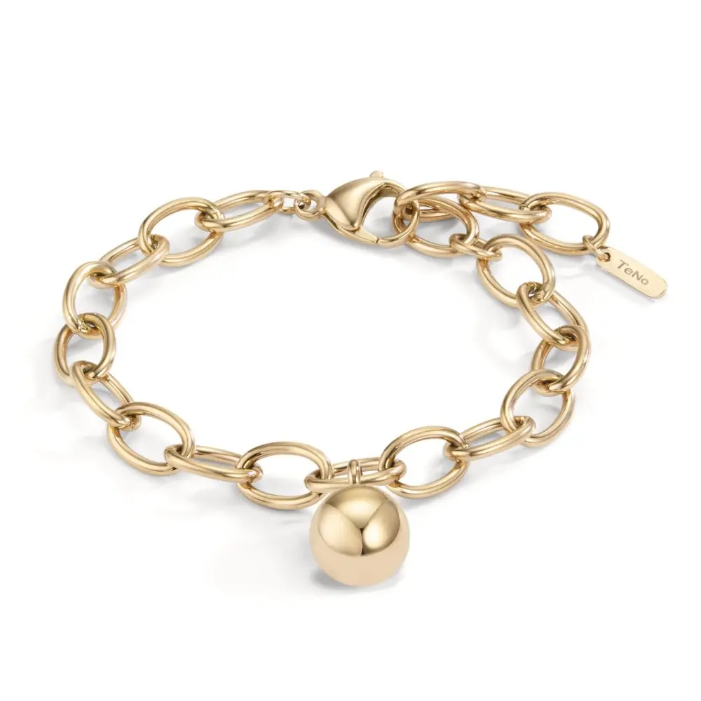 Gliederarmband aus goldplattiertem Edelstahl mit strahlender Perle