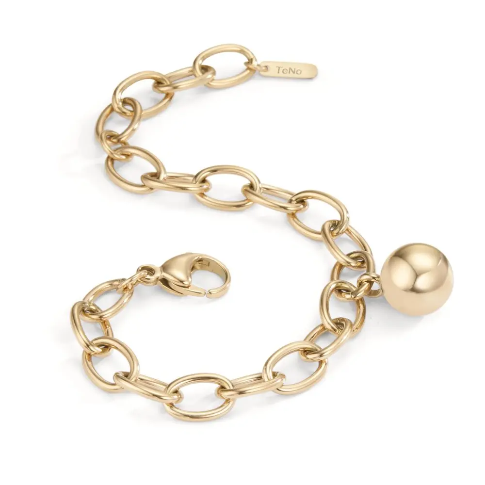 Gliederarmband aus goldplattiertem Edelstahl mit strahlender Perle