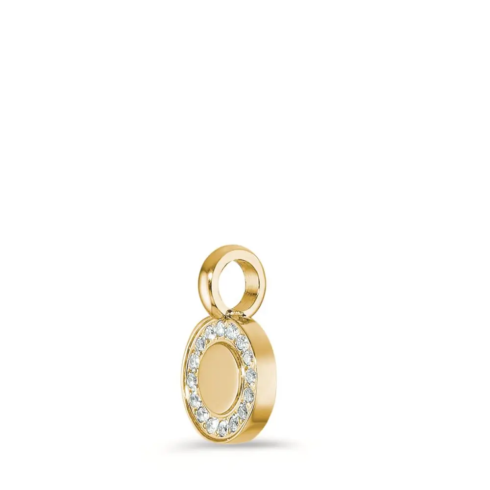 Anhänger aus Edelstahl mir wertvollem Gold veredelt und mit 15 Zirkonia