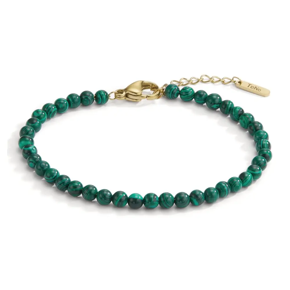 Armband aus Edelstahl mit Perlen aus echtem Malachit