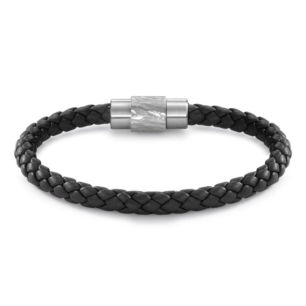 Bicolores Armband aus geflochtenem Leder mit auffälligem Verschluss aus Edelstahl 3967543