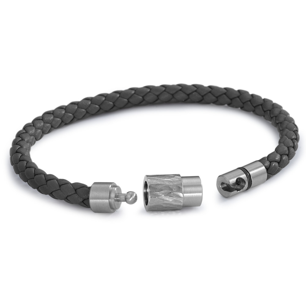 Bicolores Armband aus geflochtenem Leder mit auffälligem Verschluss aus Edelstahl 3967543