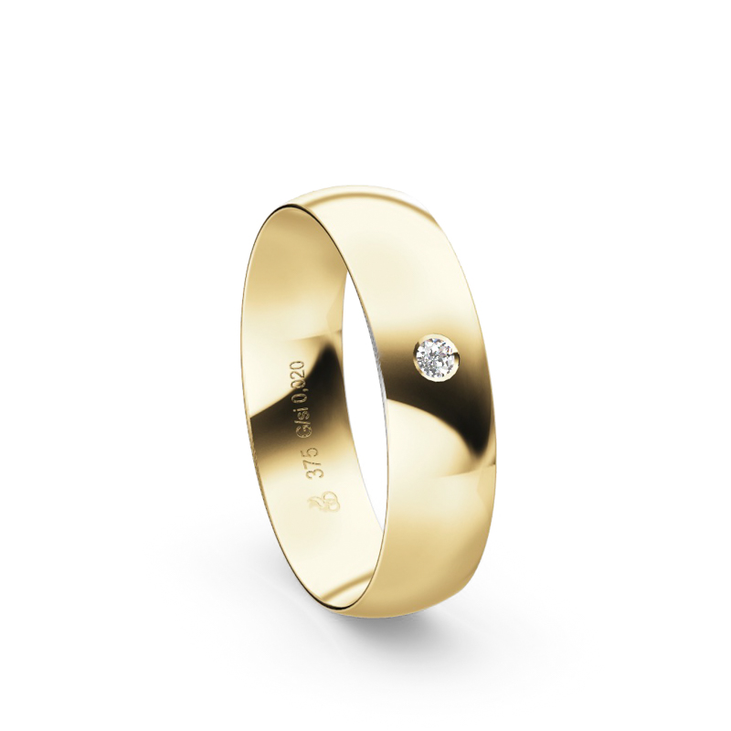 Ehering aus Gelbgold mit strahlender Polierung und Diamanten 9151