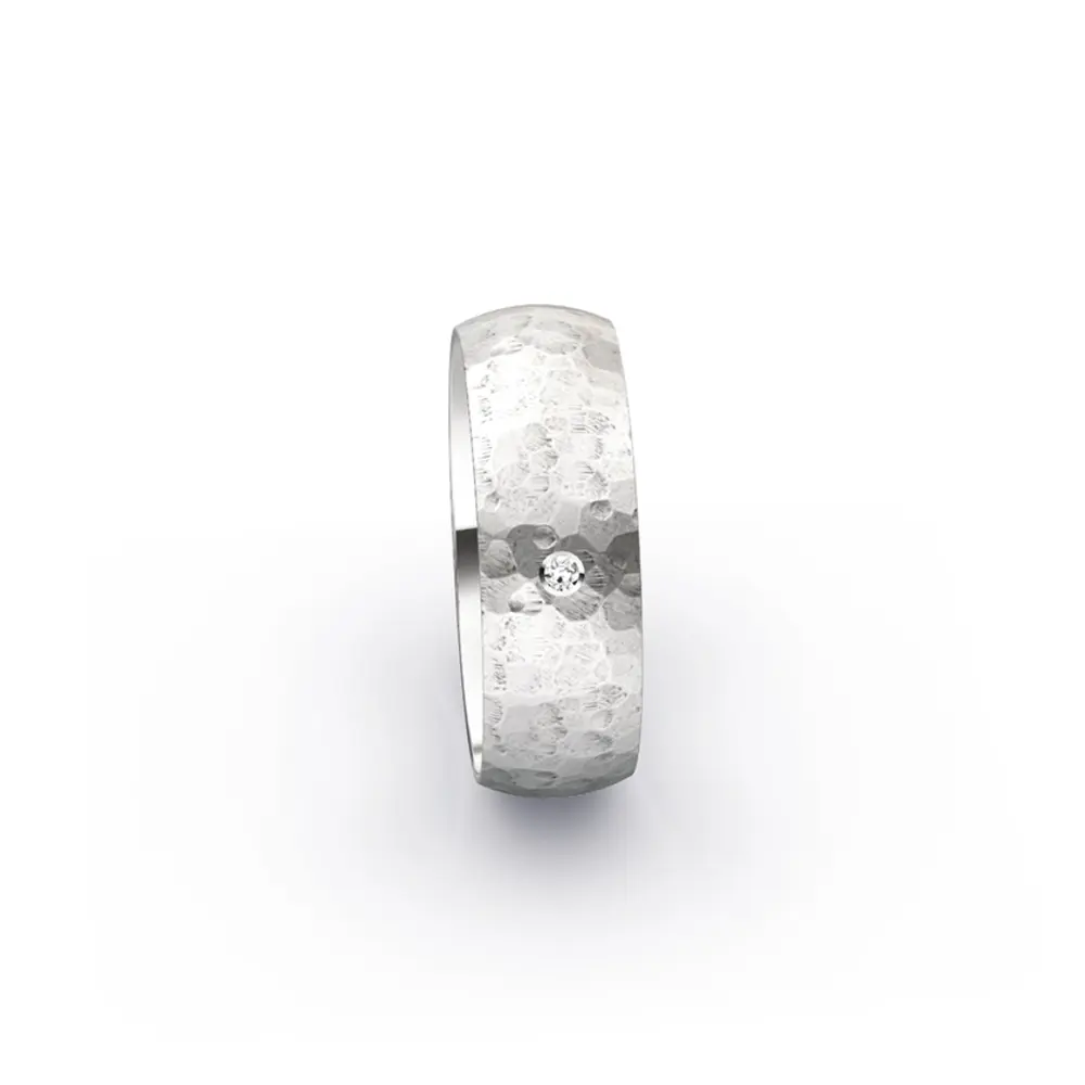 Einmalige Eheringe aus Weissgold mit Diamanten in besonderem Design 5086