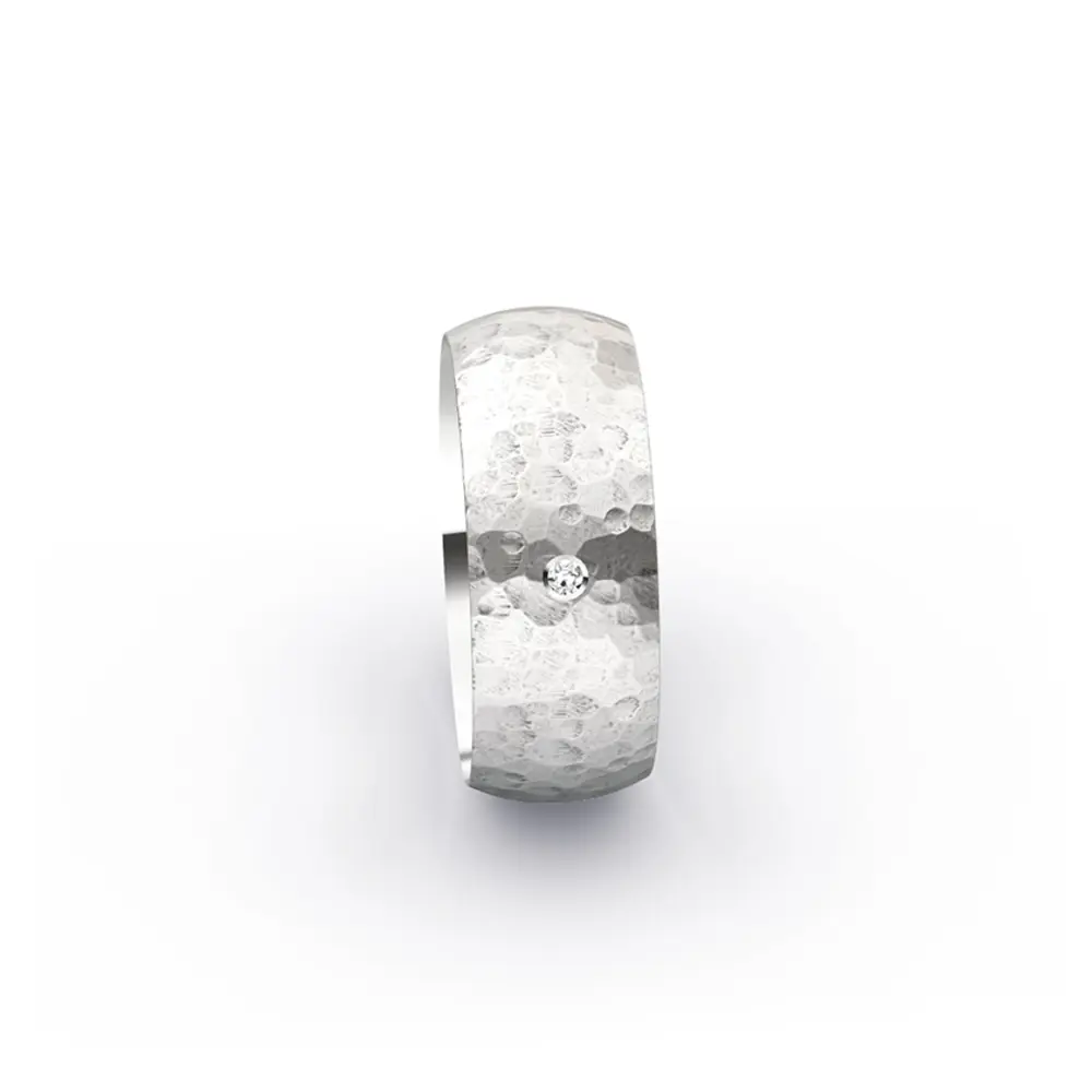 Traumhafte Trauringe aus Weissgold mit Diamanten und strukturierter Oberfläche 6332