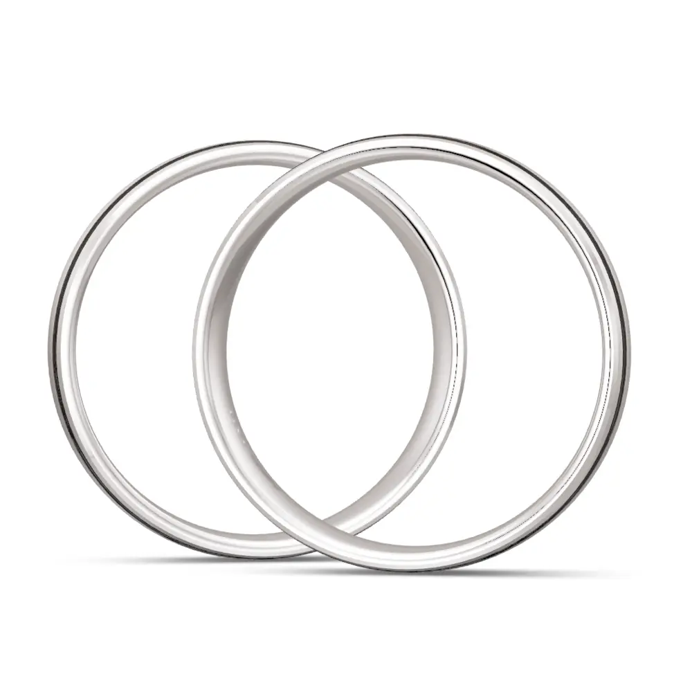 925er Silber Trauringe mit schmalen Carbonstreifen und Labor-Diamant seitlich