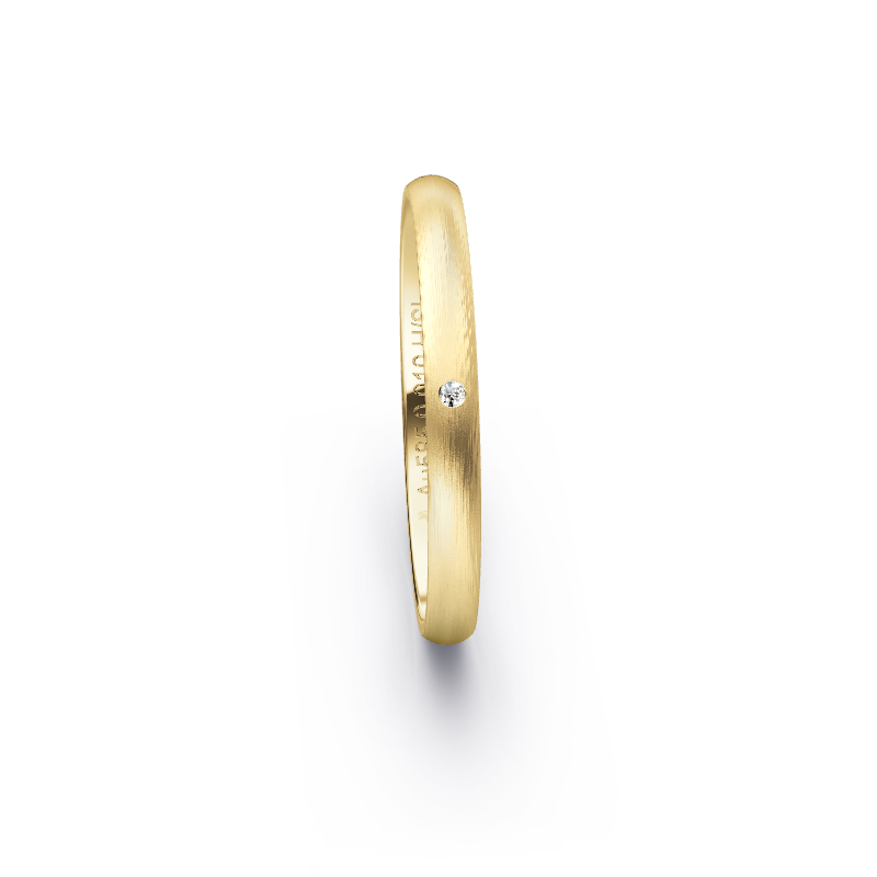Gelbgold Eheringe mit Diamanten und mattierter Oberfläche 