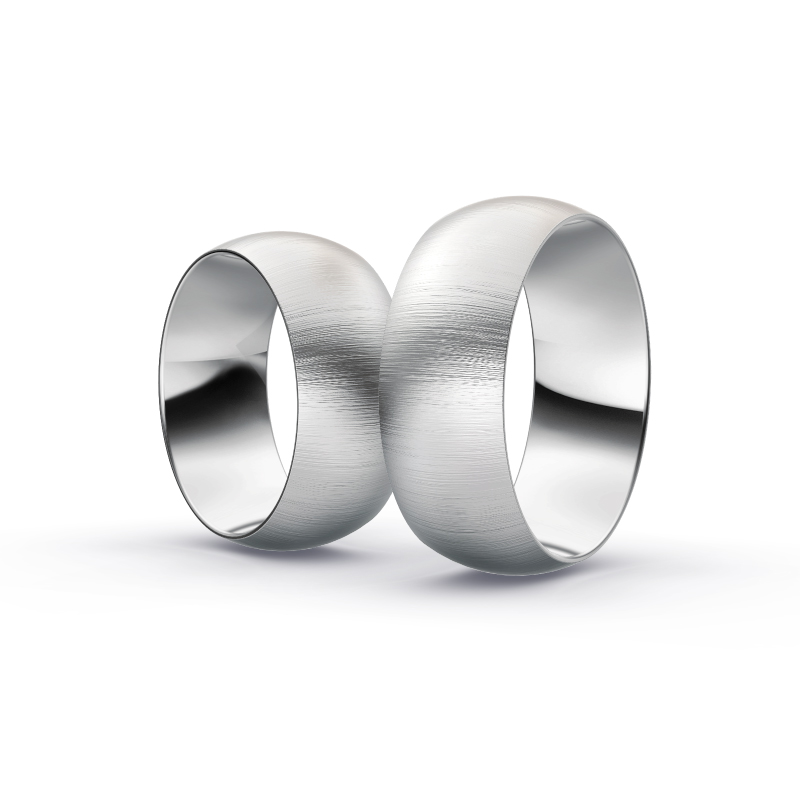 Aufnahme von Palladium 500 Eheringen mit Diamanten und Querbürstung