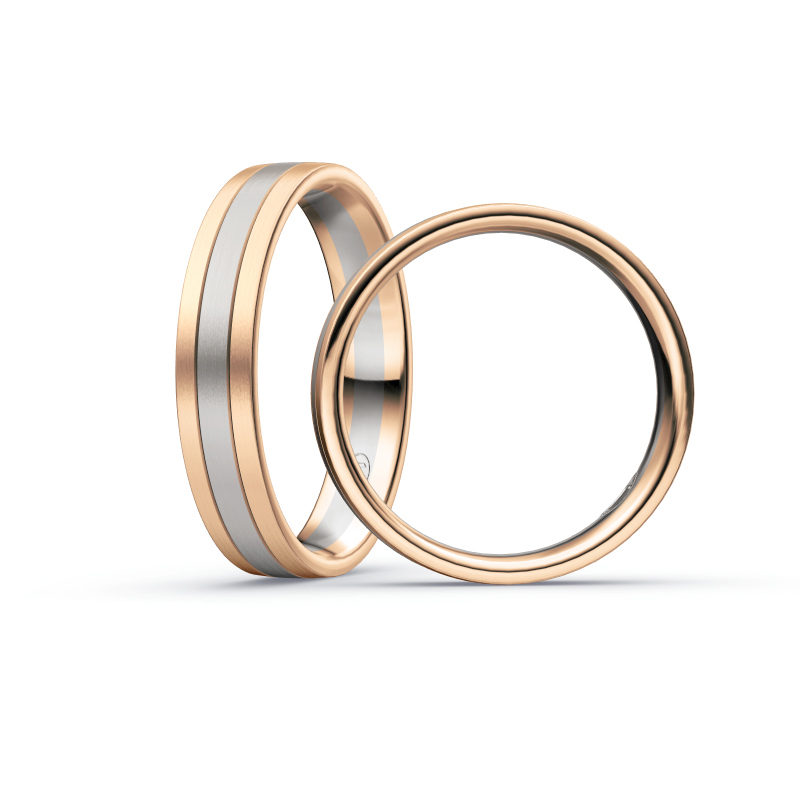 Aufnahme von Eheringen aus Rosègold & Palladium 500 mit weißen Diamanten 