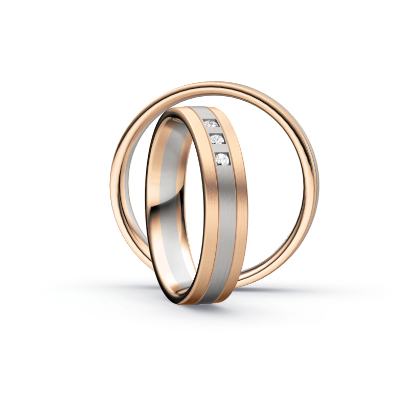 Aufnahme von Eheringen aus Rosègold & Palladium 500 mit weißen Diamanten 