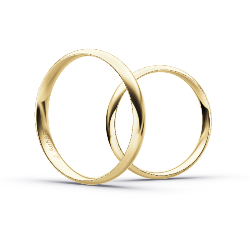 Aufnahme von schlichten polierten Gelbgold Eheringe mit Diamanten in 3,5 mm