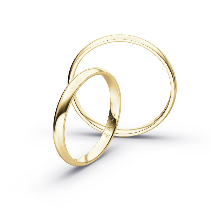 Aufnahme von schlichten polierten Gelbgold Eheringe in 2,5 mm